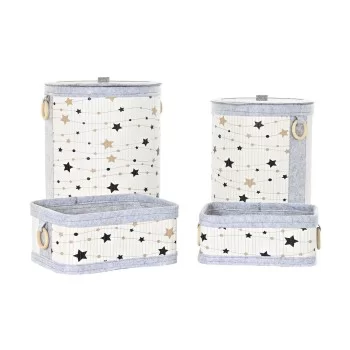 Basket set DKD Home Decor Stars Bamboo 36 x 36 x 50 cm (4...