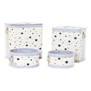 Set of Baskets DKD Home Decor Stars Bamboo Felt (41 x 31...