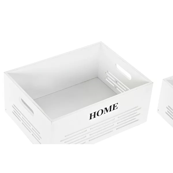 Set of Baskets DKD Home Decor White Black Beige MDF Wood 40 x 30 x 56 cm (5 Units)