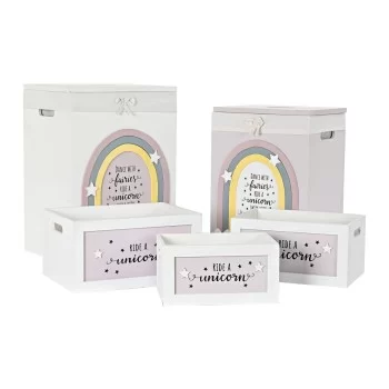 Set of Baskets DKD Home Decor White Children's Paolownia...