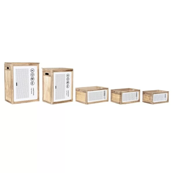 Laundry basket DKD Home Decor Natural Paolownia wood (40 x 30 x 55 cm) (5 Pieces)