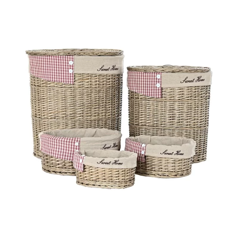 Set of Baskets DKD Home Decor Natural Polyester wicker (51 x 37 x 56 cm) (5 Pieces)