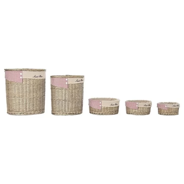 Set of Baskets DKD Home Decor Natural Polyester wicker (51 x 37 x 56 cm) (5 Pieces)