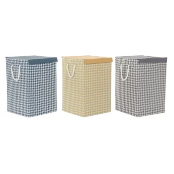Laundry basket DKD Home Decor Houndstooth 36 x 36 x 55 cm...