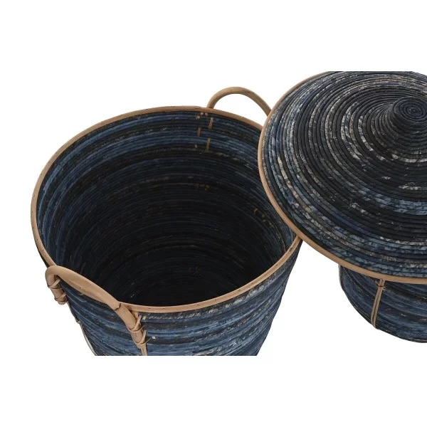 Basket set DKD Home Decor Blue Black Boho 51 x 51 x 65 cm
