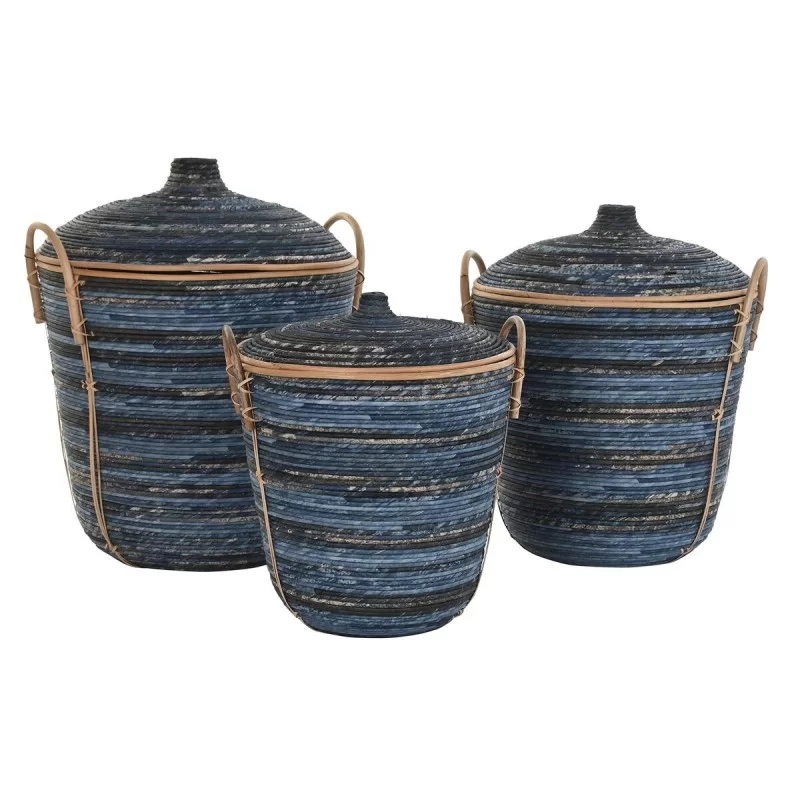 Basket set DKD Home Decor Blue Black Boho 51 x...