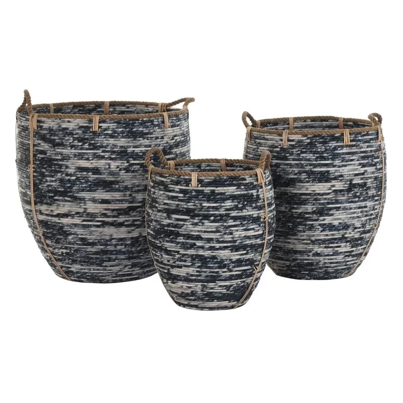 Basket set DKD Home Decor White Black Plastic...