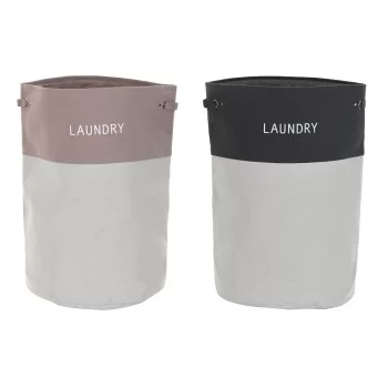 Laundry basket DKD Home Decor Black Pink Grey 45 x 45 x...