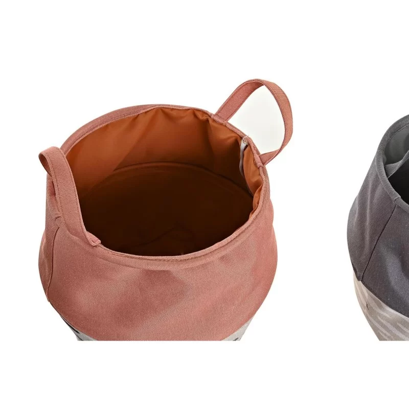 Laundry basket DKD Home Decor Grey Orange 28 x...