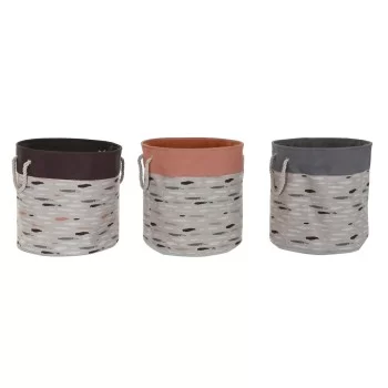 Laundry basket DKD Home Decor Grey Orange 45 x 45 x 45 cm...