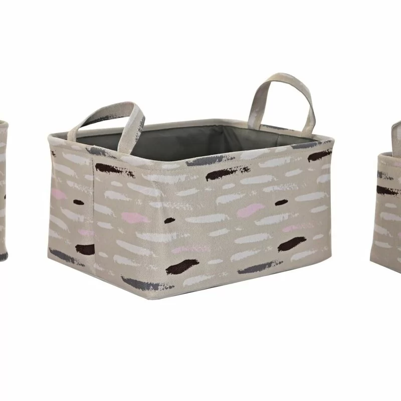 Basket set DKD Home Decor Brown Grey Orange 40...