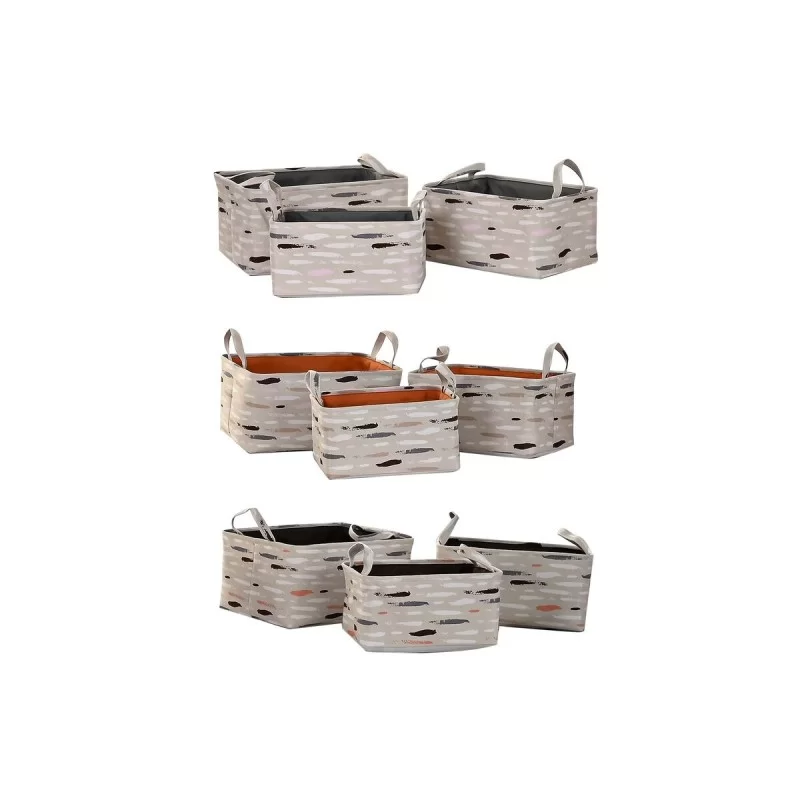 Basket set DKD Home Decor Brown Grey Orange 40...
