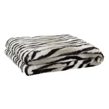 Blanket DKD Home Decor Wild 150 x 200 x 2 cm Black Grey...