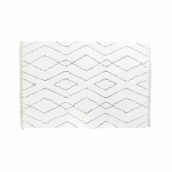 Carpet DKD Home Decor White Grey Rhombus Scandi Ø 9,4 cm...