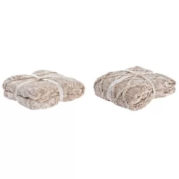 Blanket DKD Home Decor 150 x 125 x 1 cm Light Pink (2 Units)