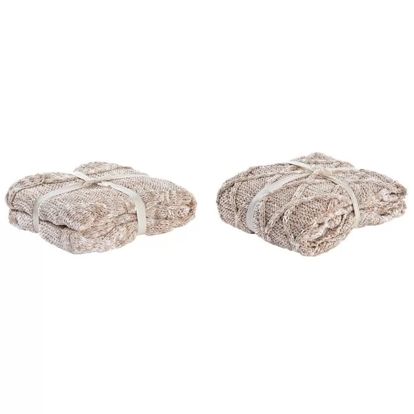 Blanket DKD Home Decor 150 x 125 x 1 cm Light Pink (2 Units)