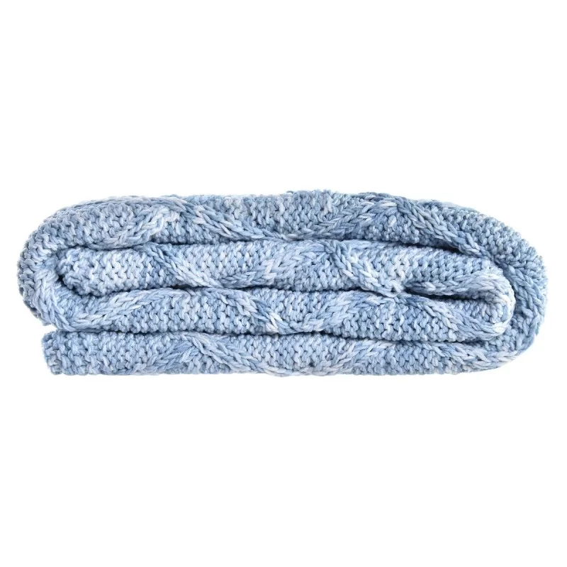 Blanket DKD Home Decor 150 x 125 x 1 cm Blue (2...