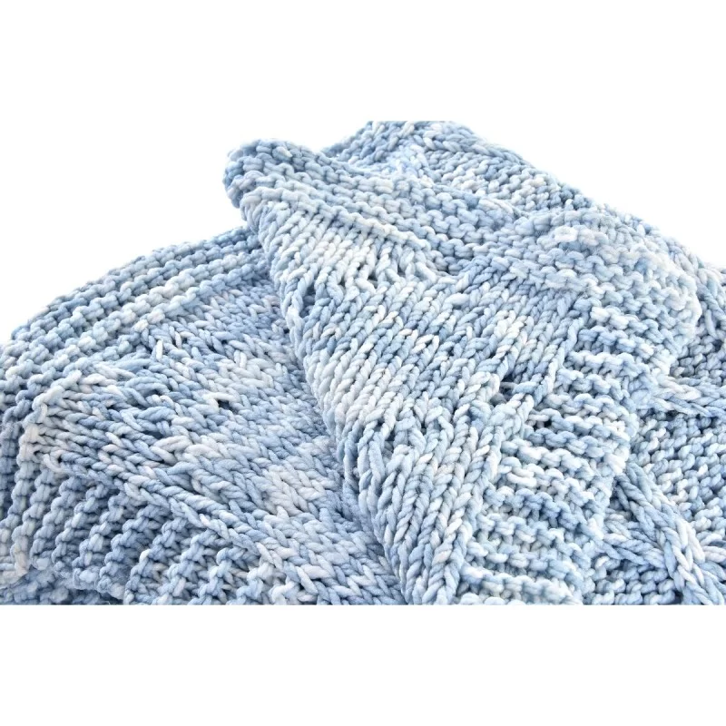 Blanket DKD Home Decor 150 x 125 x 1 cm Blue (2...
