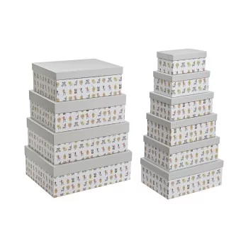 Set of Stackable Organising Boxes DKD Home Decor Grey...