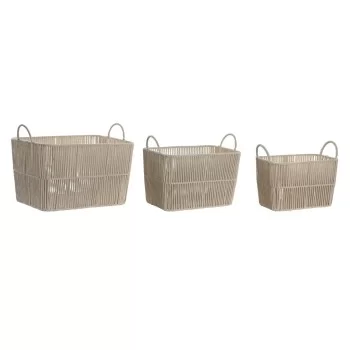 Basket set DKD Home Decor Beige Metal Cotton (39 x 29 x...