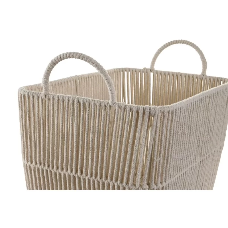 Basket set DKD Home Decor Beige Metal Cotton...