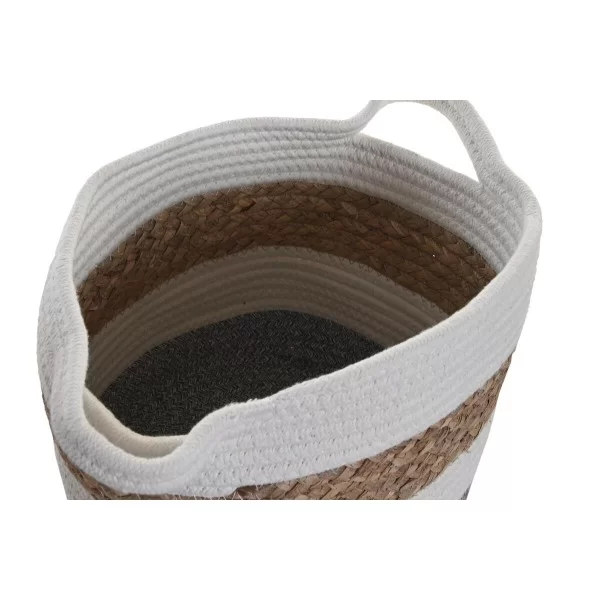 Basket set DKD Home Decor Cotton White Natural Fibre (30 x 30 x 26 cm)