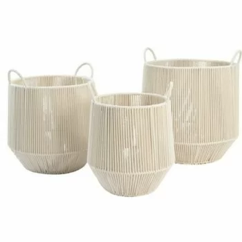 Basket set DKD Home Decor Beige Metal Cotton (38 x 38 x...