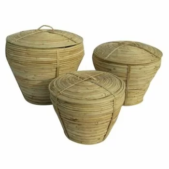 Basket set DKD Home Decor With lid Natural Rattan...