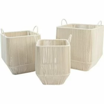 Basket set DKD Home Decor Beige Metal Cotton (3 Pieces)...