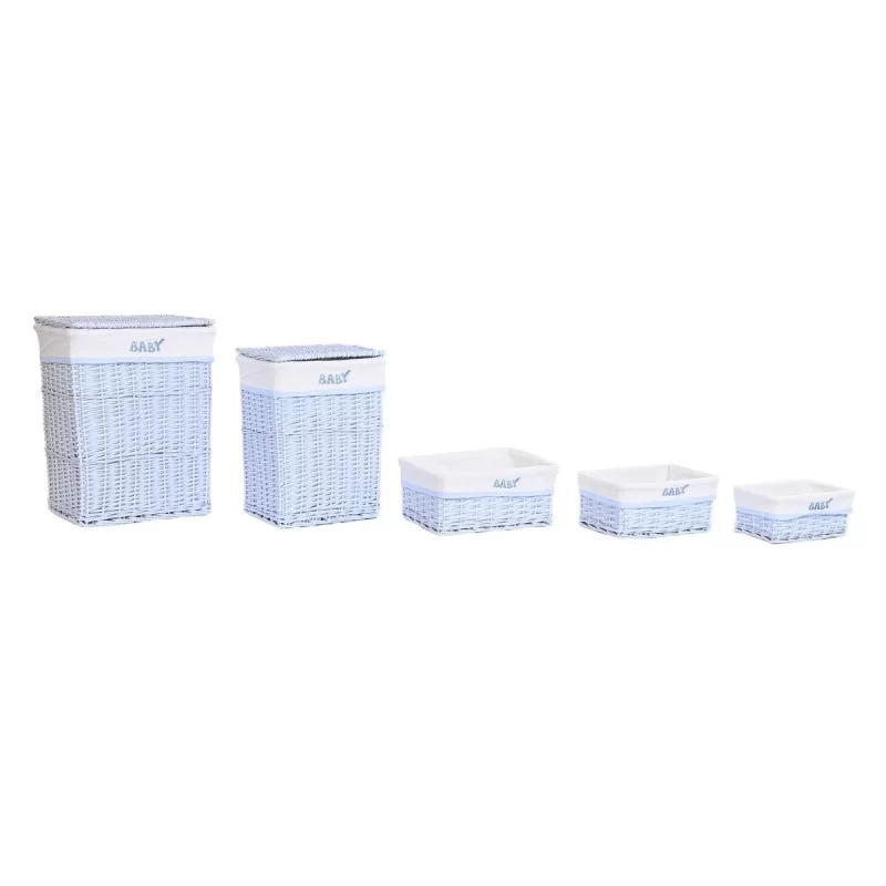 Set of Baskets DKD Home Decor Blue Polyester...