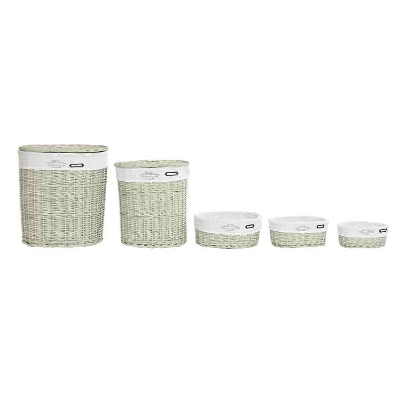 Set of Baskets DKD Home Decor Green wicker 51 x...