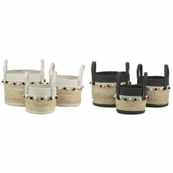 Basket set DKD Home Decor 38 x 30 x 25 cm Natural Fibre...