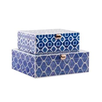Jewelry box DKD Home Decor Blue Navy Blue Wood 24 x 20 x...