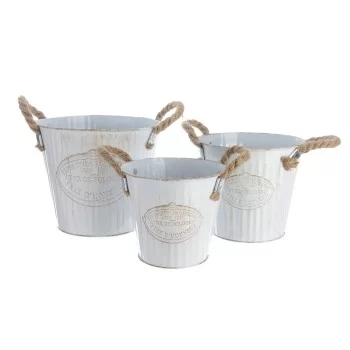 Set of Planters Decoris Rope With handles Metal White (3...