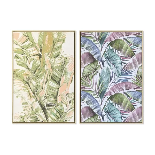 Painting DKD Home Decor 84 x 4,5 x 123 cm Palms Tropical (2 Units)
