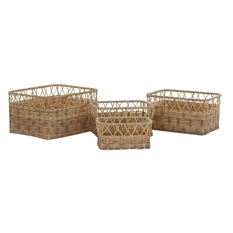 Basket set DKD Home Decor Natural Metal PE (42...