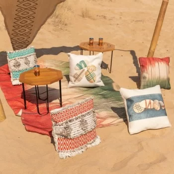 Cushion Boho Cyan PET Stone 45 x 10 x 45 cm 2