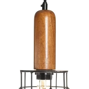Ceiling Light 12 x 12 x 27 cm Natural Golden Wood Iron 2