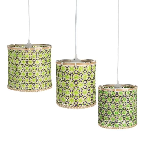 Ceiling Light 32 x 32 x 29 cm Natural Green Bamboo (3 Units)