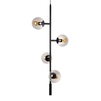 Ceiling Light 40 x 40 x 234 cm Crystal Black Metal Ø 15...