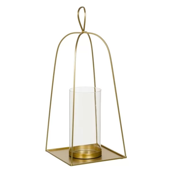 Candleholder Crystal Golden Metal 23 x 23 x 56 cm