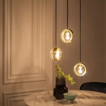 Ceiling Light 15 x 15 x 120 cm Crystal Golden Iron Ø 15 cm 2