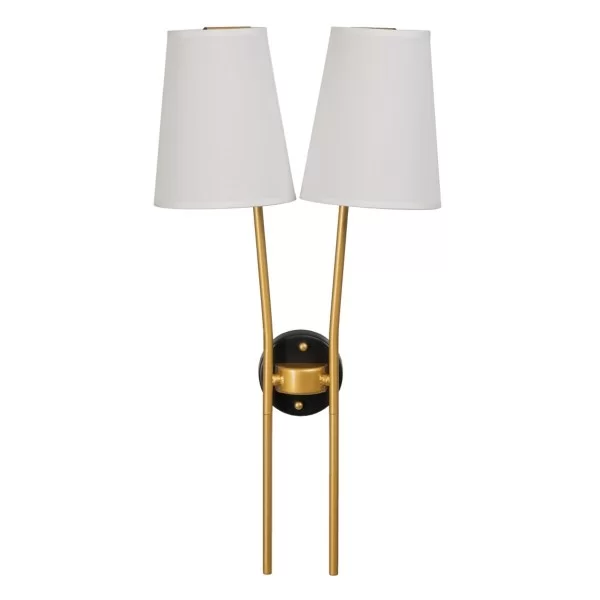 Wall Lamp 32 x 16 x 64 cm Synthetic Fabric Black Golden Metal Modern