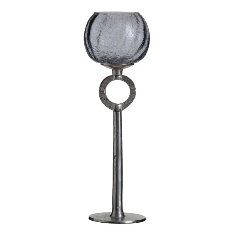 Candleholder Crystal Grey Metal 13 x 13 x 38 cm...