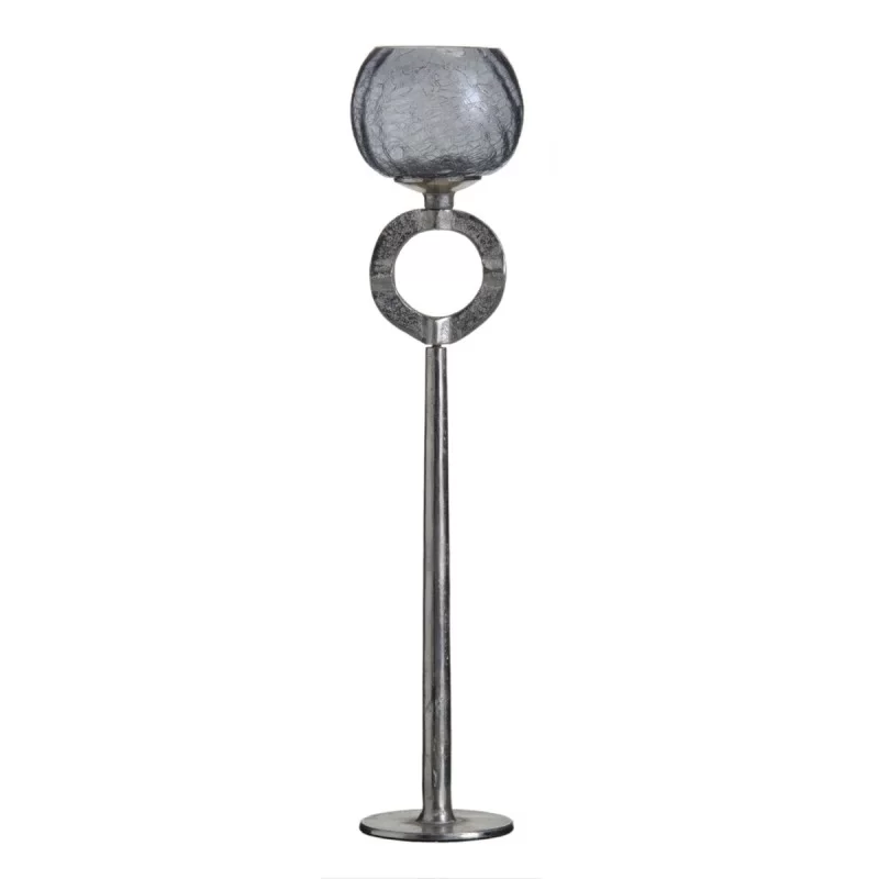 Candleholder 13 x 13 x 56 cm Crystal Grey Metal...