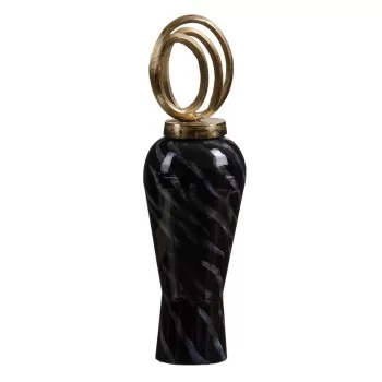 Vase Crystal Black Golden Metal 15 x 15 x 46 cm 2