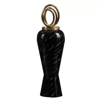 Vase 18 x 18 x 58 cm Crystal Black Golden Metal 2