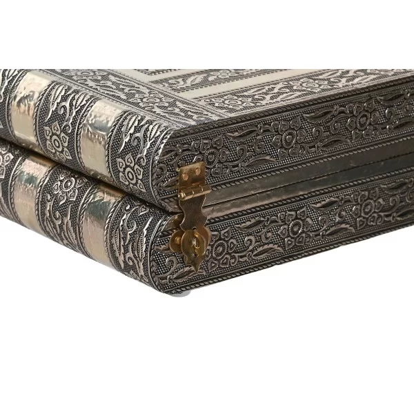 Jewelry box DKD Home Decor Champagne Natural Wood Aluminium 22,5 x 18,8 x 7,6 cm