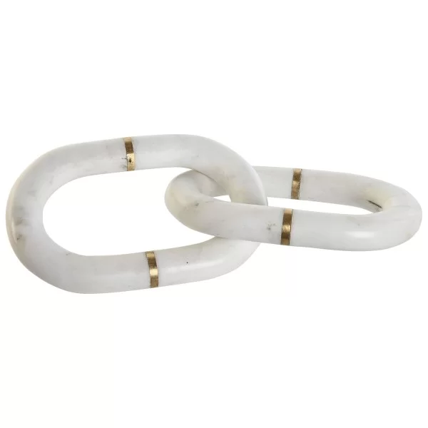 Decorative Figure Home ESPRIT White Golden Chain 13 x 13 x 28 cm