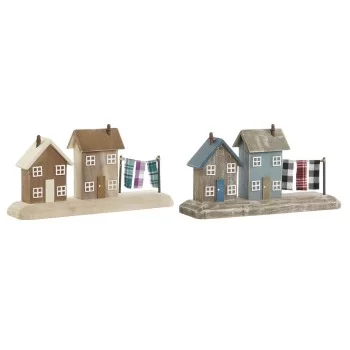 Decorative Figure Home ESPRIT Blue Red Multicolour Houses...